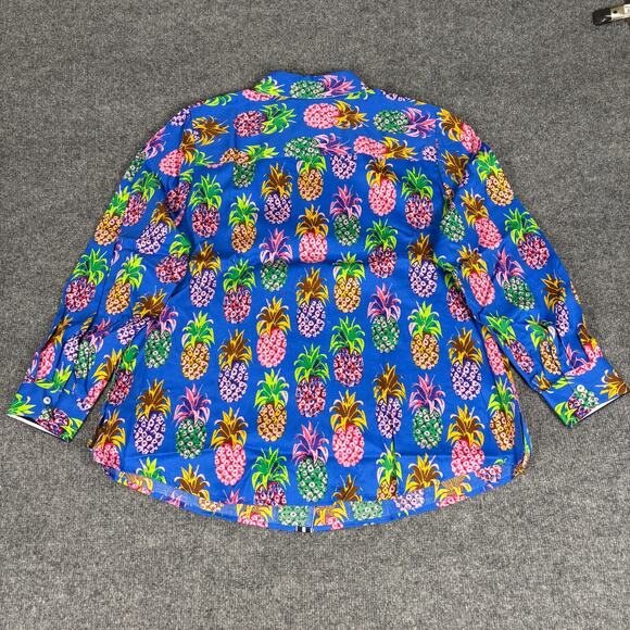 Foxcroft Zoey Plus Pineapple Long Sleeve Shirt NWT Size 16W - Picture 2 of 8